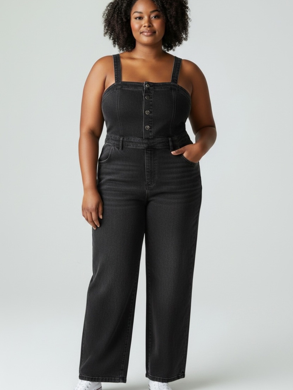 Levi's Black Denim Button-Front Jumpsuit Overalls Size XL